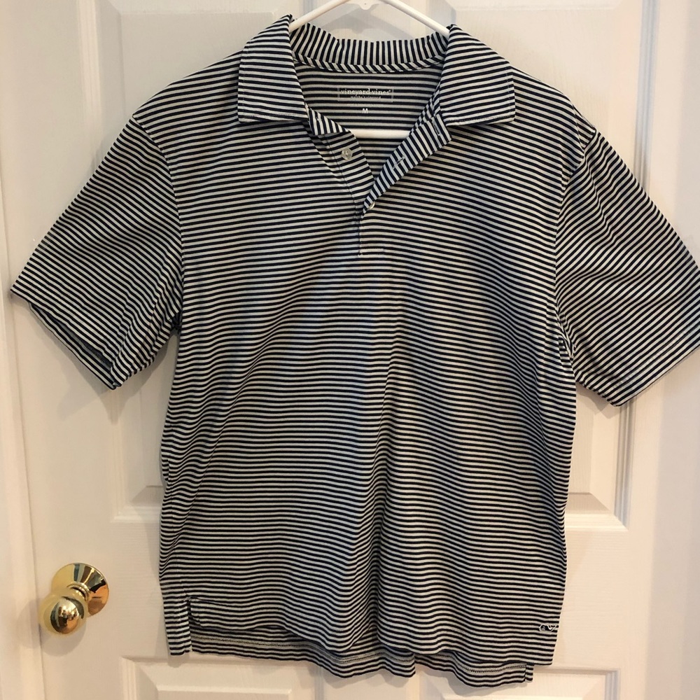 Men’s Vineyard Vines Black/White Striped Polo